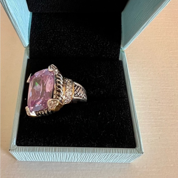 Cocktail Ring Cubic Zirconia Lilac Stone - Picture 2 of 5